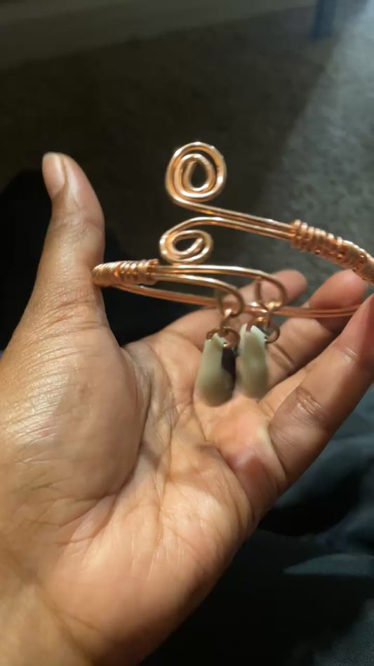 Copper hanging cowrie cuff